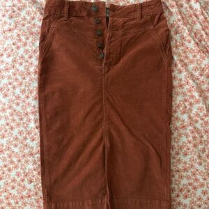 We The Free Rust Buttoned Pencil Skirt